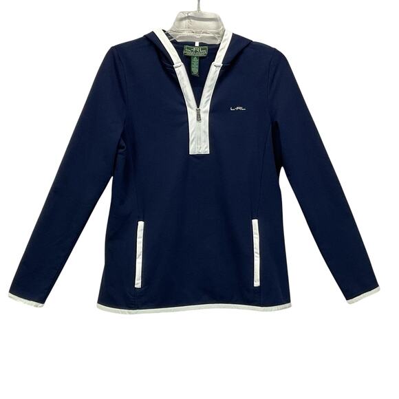 Lauren Ralph Lauren 1/4-Zip Pullover Women's Size M Navy w/White Trim Athleisure - Picture 5 of 8